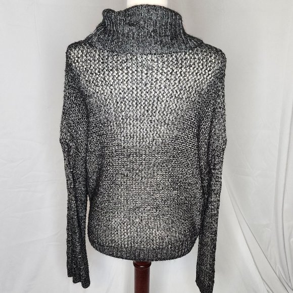 Urban Outfitters Black & Grey Turtle Neck Cut Out Sweater Size M - Picture 8 of 12